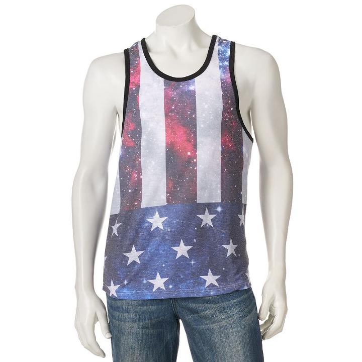 Men's Distortion Flag Tank Top, Size: Xxl, Blue