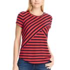 Women's Chaps Striped Crewneck Tee, Size: Large, Red