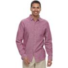 Men's Marc Anthony Slim-fit Linen-blend Stretch Button-down Shirt, Size: Large, Dark Red