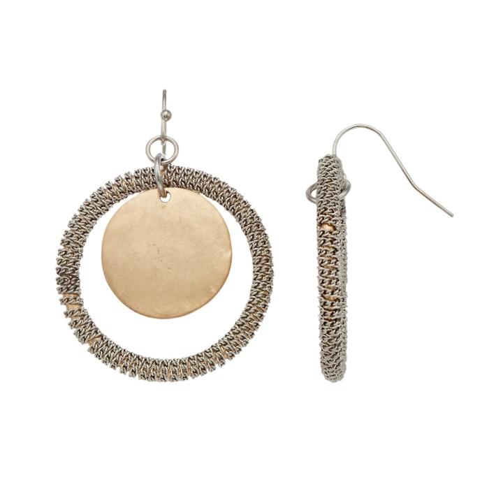 Chain Wrapped Hoop Drop Earrings, Women's, Gold