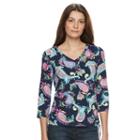 Women's Caribbean Joe Paisely Top, Size: Large, Dark Blue