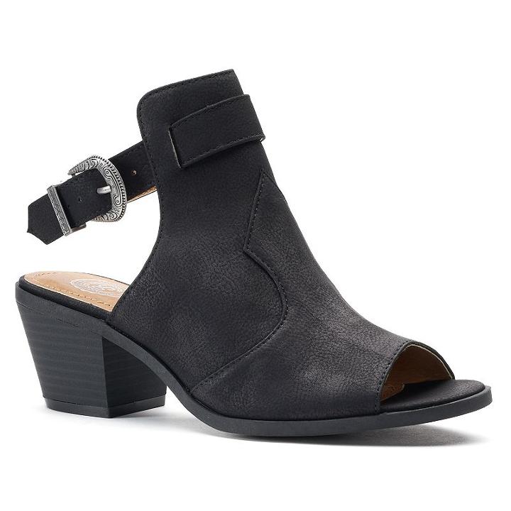 So&reg; Academy Women's Western Block Heel Sandals, Size: 10, Black
