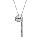 Crystal Collection Crystal Silver-plated Love Disc Charm & Stick Pendant Necklace, Women's, Multicolor