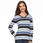 Women's Croft & Barrow&reg; Classic V-neck Tee, Size: Large, Med Blue