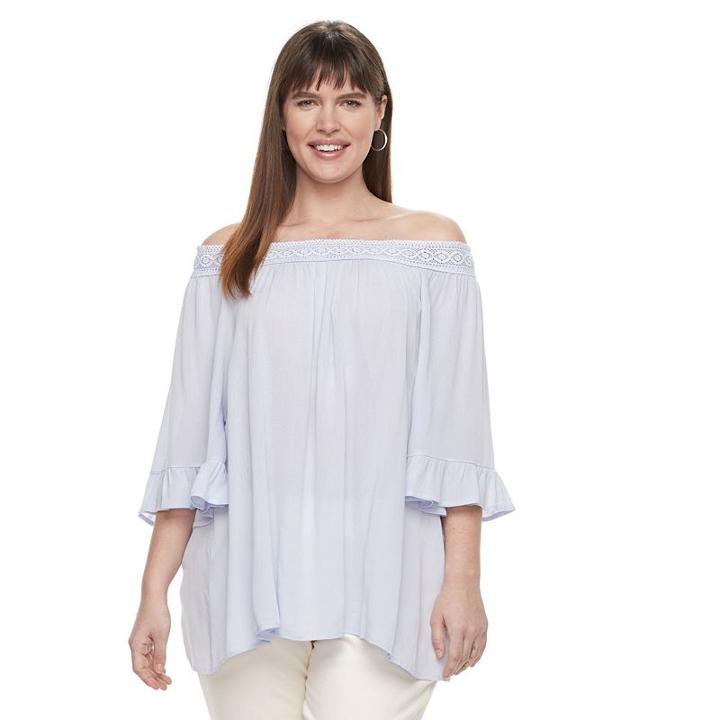 Plus Size Design 365 Off The Shoulder Ruffle Sleeve Top, Women's, Size: 3xl, Purple Oth