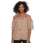 Women's Harve Benard Slubbed Off-the-shoulder Top, Size: Medium, Beige Oth