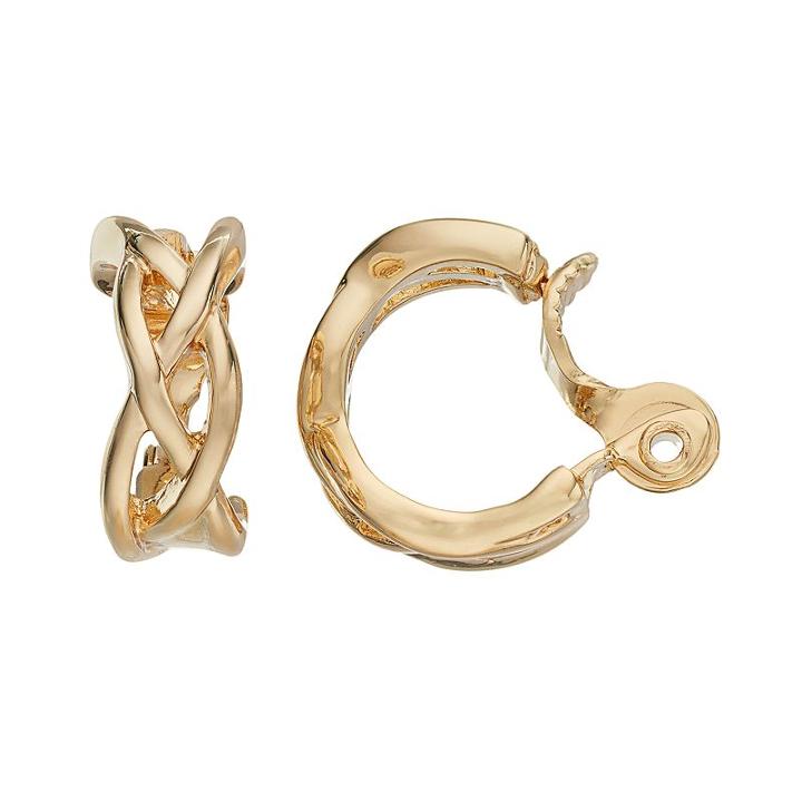 Napier Braided Clip On Hoop Earrings, Women's, Gold