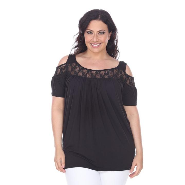 Plus Size White Mark Lace Cold-shoulder Top, Women's, Size: 1xl, Black