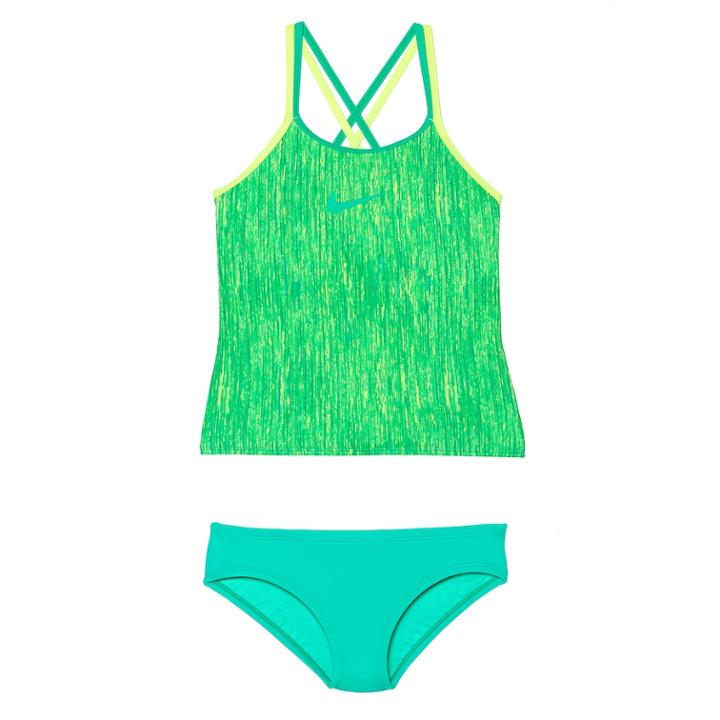 Girls 7-14 Nike Spiderback Tankini Top & Bottoms Swimsuit Set, Size: 10, Green