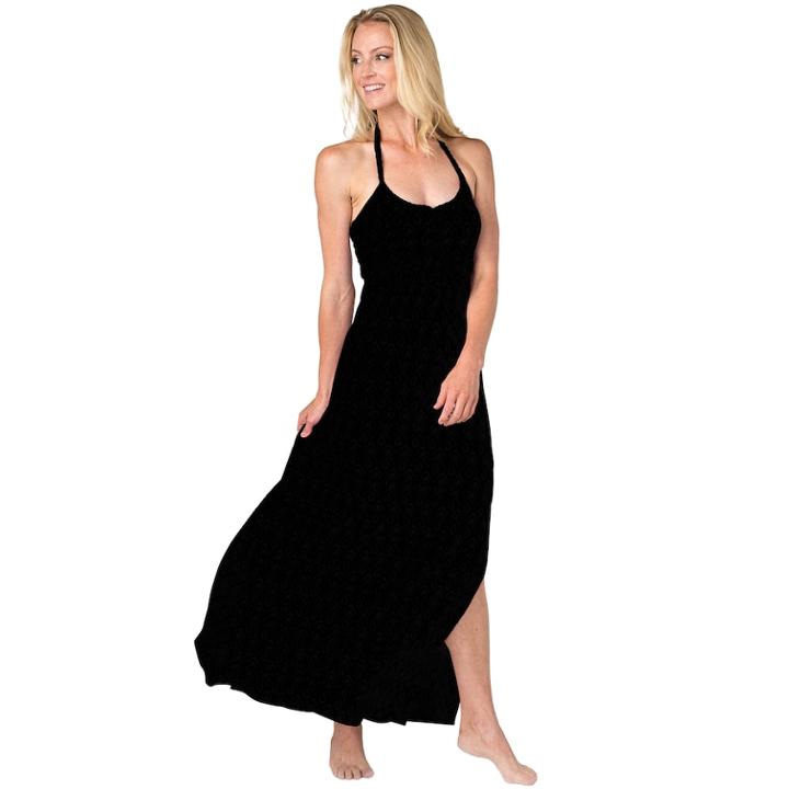 Women's Soybu Dhara Halter Yoga Maxi Dress, Size: Medium, Black