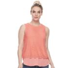 Women's Apt. 9&reg; Mixed-media Crochet Tank, Size: Large, Med Pink
