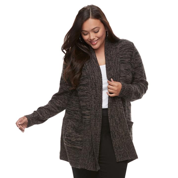 Plus Size Apt. 9&reg; Cozy Shawl Collar Cardigan, Women's, Size: 0x, Dark Grey