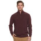 Men's Haggar Regular-fit Diamond Quarter-zip Sweater, Size: Medium, Dark Red
