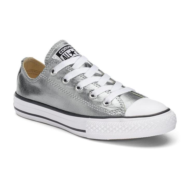 Kid's Converse Chuck Taylor All Star Metallic Shoes, Size: 12, Med Grey