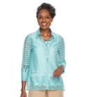 Women's Alfred Dunner Studio 3-pc. Sheer Blouse & Necklace Set, Size: 8, Turquoise/blue (turq/aqua)
