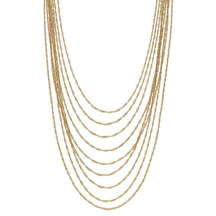 Jennifer Lopez Twisted Chain Multi Strand Necklace, Women's, Gold