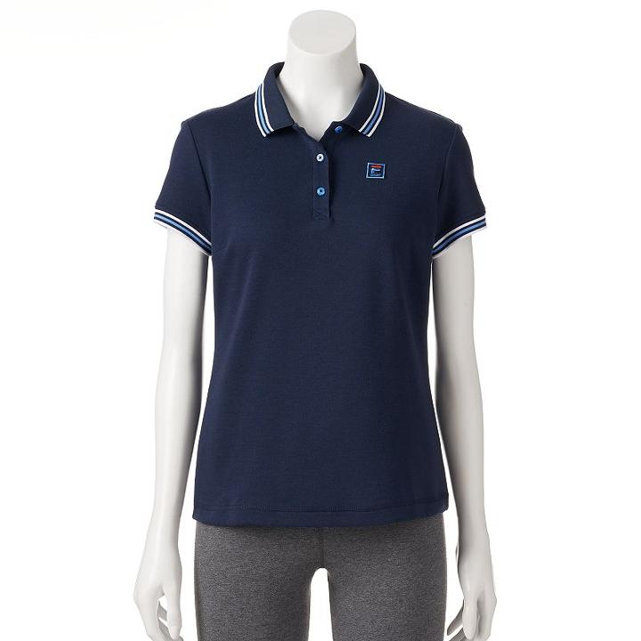 Women's Fila Sport&reg; Striped Trim Polo, Size: Small, Blue (navy)