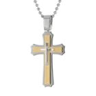 Lynx Two Tone Ion-plated Stainless Steel Cross Pendant - Men, Size: 22, Yellow