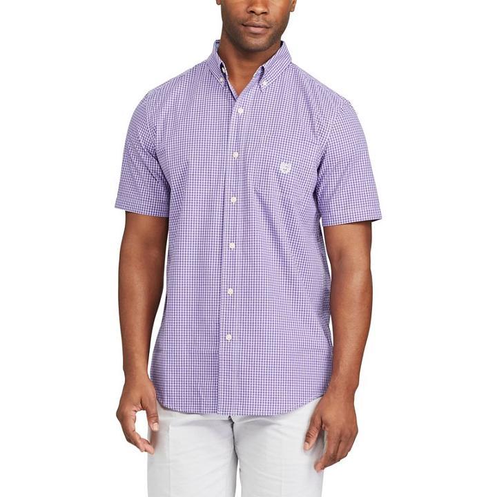 Men's Chaps Classic-fit Gingham-checked Easy-care Button-down Shirt, Size: Small, Purple