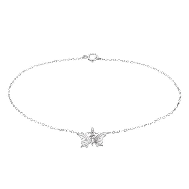 Sterling Summer Butterfly Charm Anklet, Women's, Size: 9, Silver