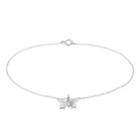 Sterling Summer Butterfly Charm Anklet, Women's, Size: 9, Silver