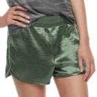 Juniors' Fire Shiny Satin Shorts, Teens, Size: Large, Dark Green
