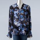 Women's Simply Vera Vera Wang Abstract Peasant Top, Size: Large, Dark Grey