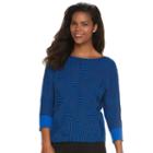 Women's Dana Buchman Textured Boatneck Sweater, Size: Medium, Dark Blue