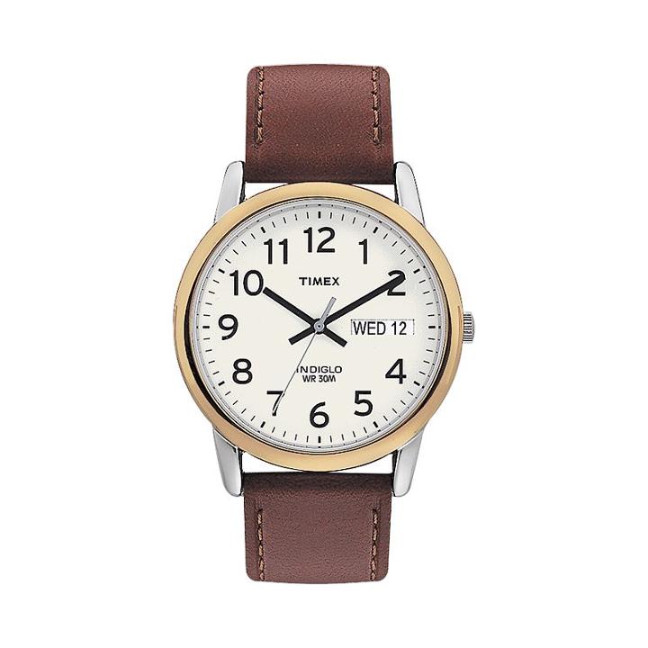 Timex Men's Leather Watch - T200119j, Size: Medium, Brown