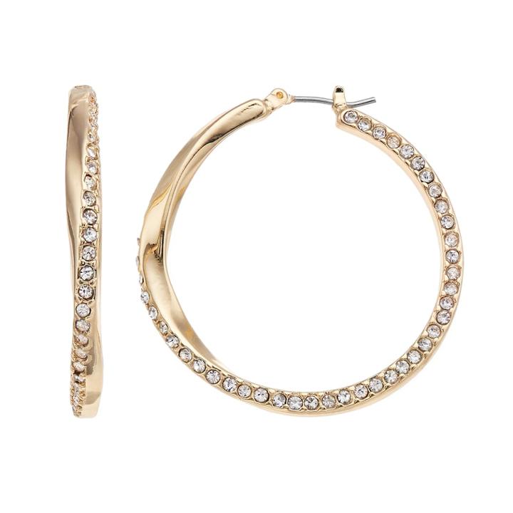 Dana Buchman Simulated Crystal Twist Hoop Earrings, Women's, Gold