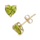 Peridot 10k Gold Heart Stud Earrings, Women's