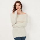 Women's Lc Lauren Conrad Off-the-shoulder Chenille Sweater, Size: Medium, Natural