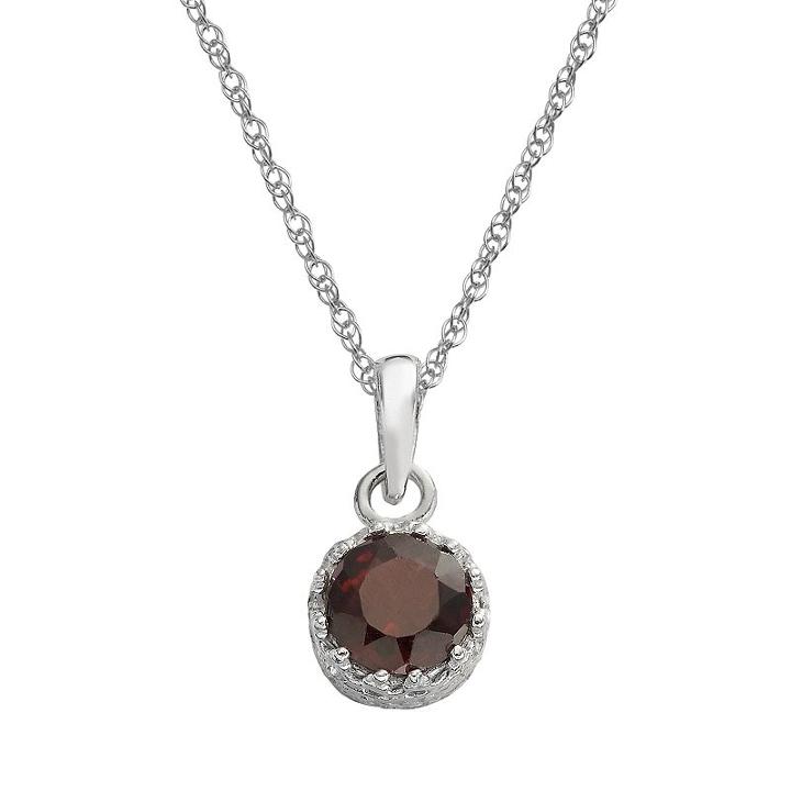 Tiara Sterling Silver Garnet Pendant, Women's, Size: 18, Red