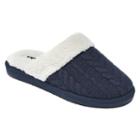 Chaps Women's Cable-knit Scuff Slippers, Size: Medium, Blue (navy)