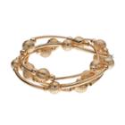 Curved Bar Beaded Stretch Bracelet Set, Women's, Gold