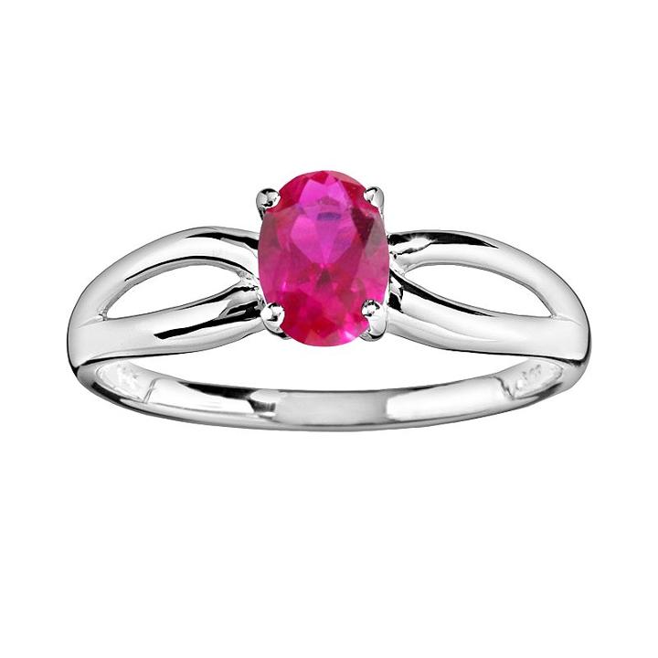 10k White Gold Lab-created Ruby Ring, Women's, Size: 8, Red