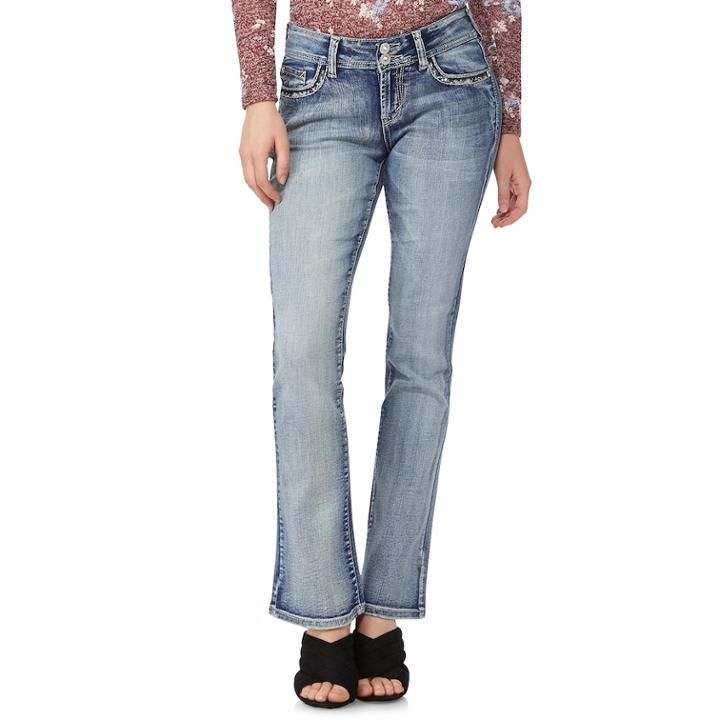 Juniors' Wallflower Luscious Curvy Bling Bootcut Jeans, Teens, Size: 5, Grey
