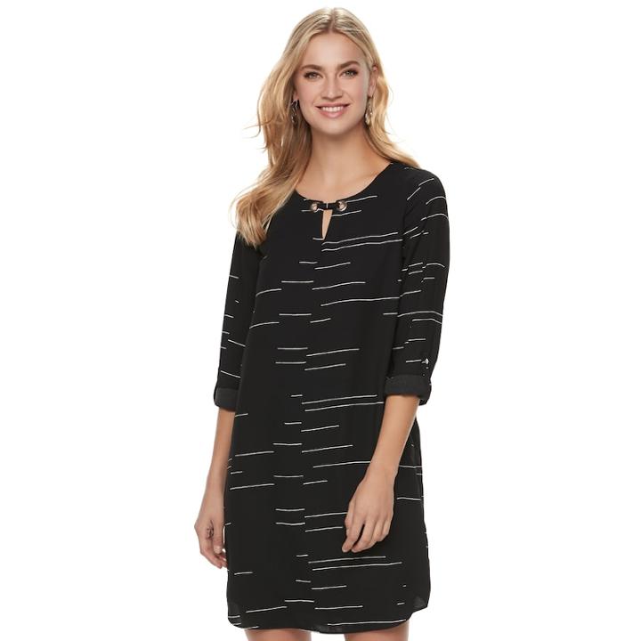 Women's Apt. 9&reg; Grommet Keyhole Shift Dress, Size: Large, Black