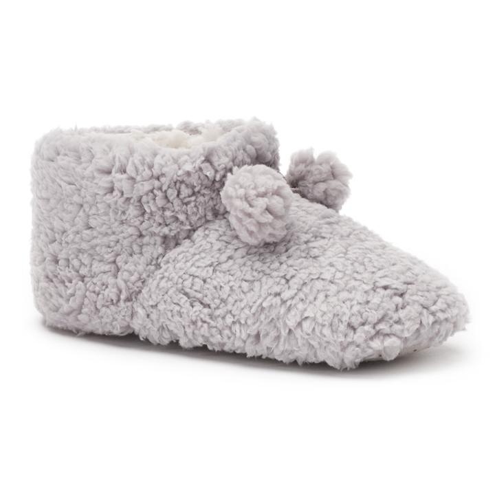 Women's Sonoma Goods For Life&trade; Cozy Pom Pom Bootie Slippers, Size: Xl, Grey