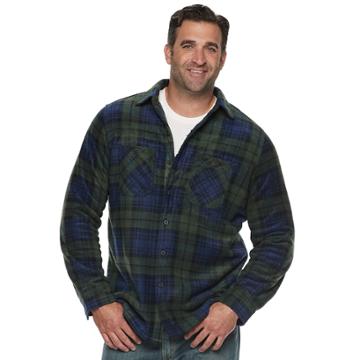 Big & Tall Anchorage Expedition Plaid Sherpa-lined Fleece Shirt Jacket, Men's, Size: Xl Tall, Dark Blue