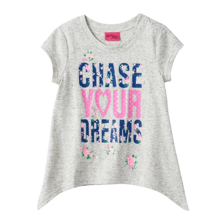 Girls 4-6x Chase Your Dreams Tee, Size: 5, Light Grey