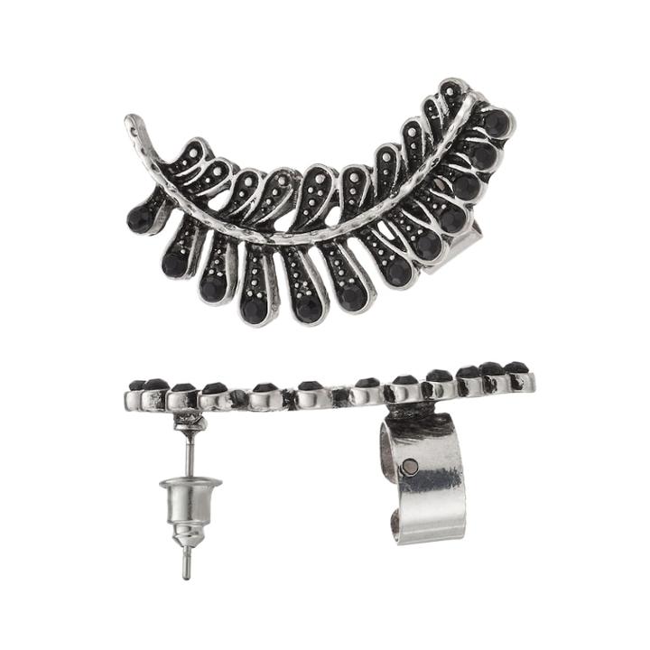 Mudd&reg; Antiqued Leaf Climber Earrings, Women's, Silver