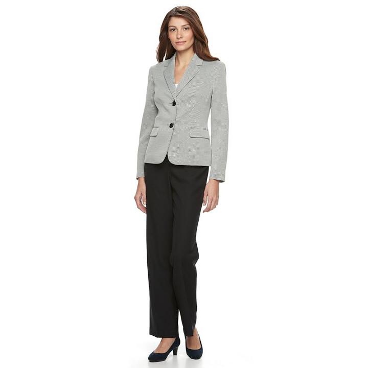 Le Suit Novelty 2 Button Jacket Pant Suit, Women's, Size: 18, Black