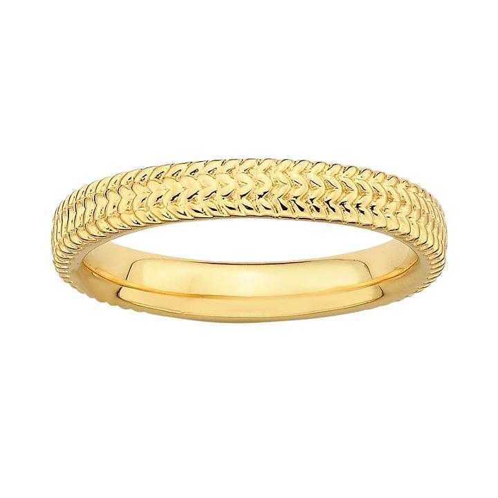 Stacks And Stones 18k Gold Over Silver Textured Stack Ring, Women's, Size: 7, Yellow