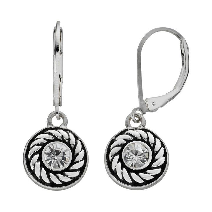 Napier Textured Disc Drop Earrings, Women's, Silver