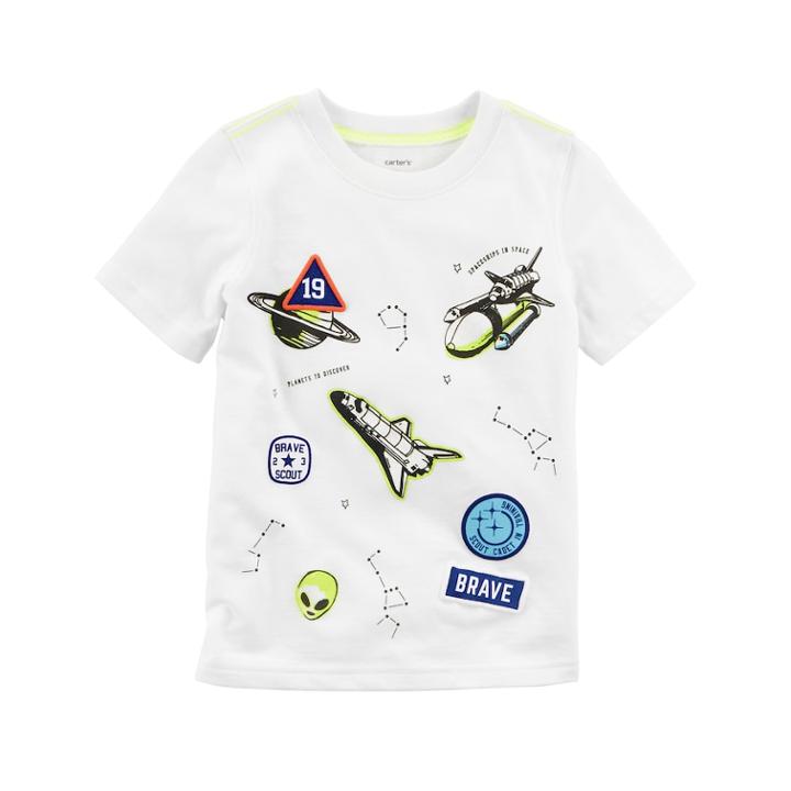 Boys 4-8 Carter's Space Patches Tee, Size: 4/5, White