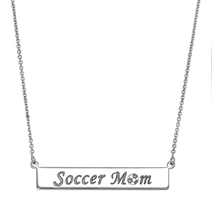 Sterling Silver Soccer Mom Bar Necklace, Women's, Size: 18, Grey