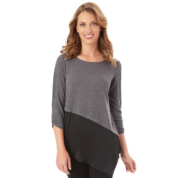 Women's Apt. 9&reg; Colorblock Asymmetrical Top, Size: Xlrg Av/rg, Dark Grey
