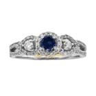 Round-cut Igl Certified Blue And White Diamond Frame Engagement Ring In 14k White Gold (1 Ct. T.w.), Women's, Size: 9.50