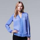 Women's Simply Vera Vera Wang Pintuck Top, Size: Xl, Blue (navy)